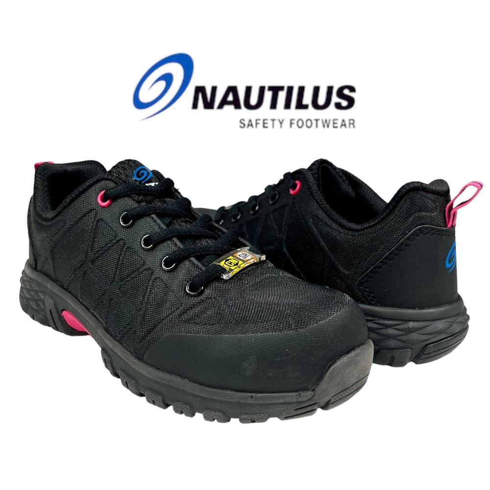 Nautilus Women’s 6.5 Safety Work‎ Shoes Black Pink Composite Toe